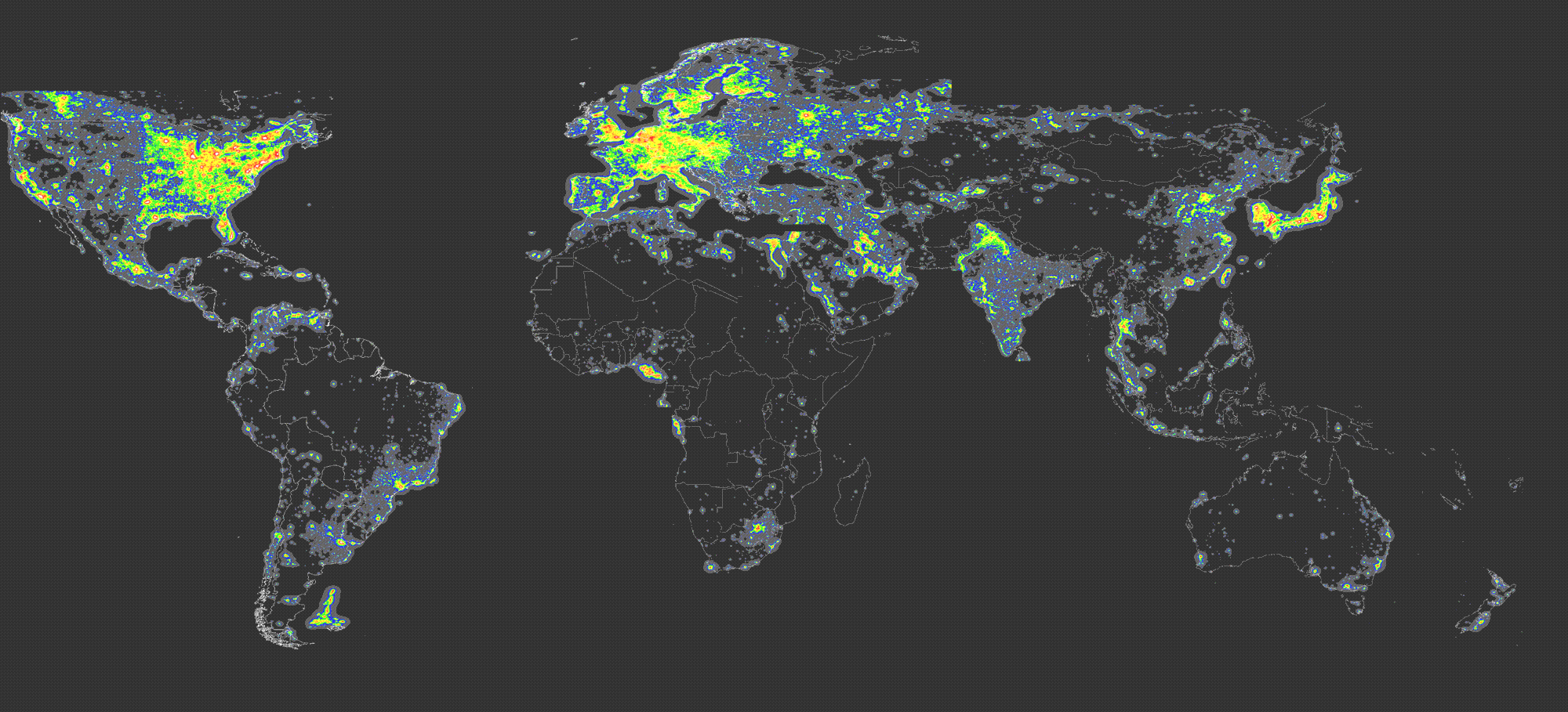 全球光污染分布